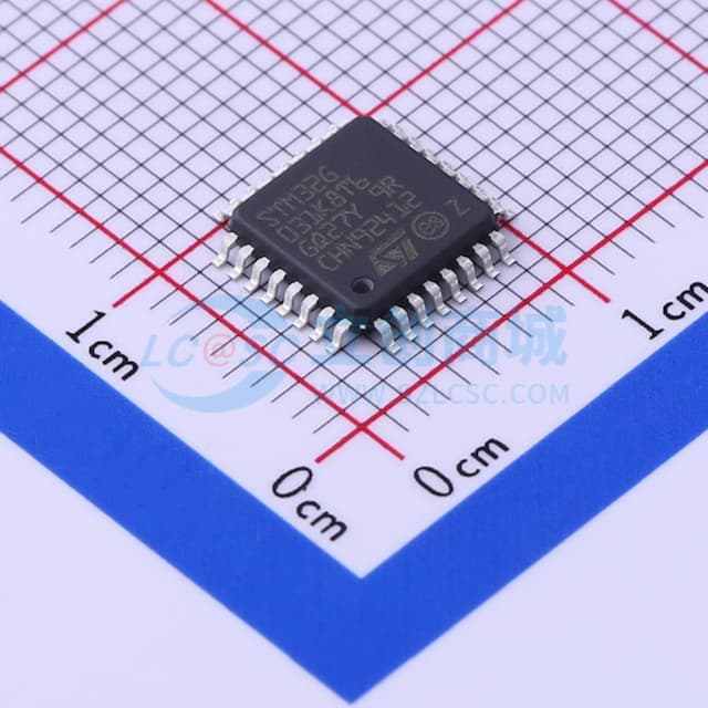 主流Arm Cortex-M0+ MCU，具有64 KB Flash存储器、8 KB RAM、64 MHz CPU、2x USART、定时器、ADC和通信接口，1.7-3.6V实物图