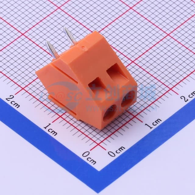 1x2P 5mm 直插 排数:1 每排P数:2【螺钉】实物图