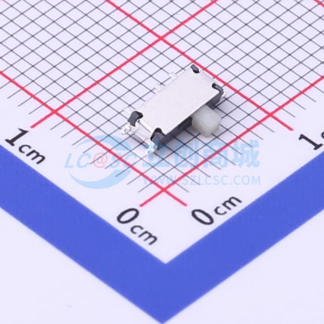 滑动开关6.6*2.7*1.5mm贴片侧拨七脚拨动开关二档白柄实物图