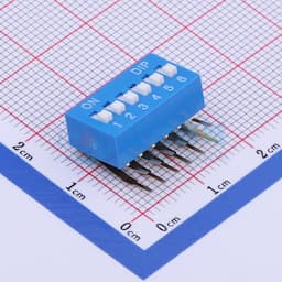 拨码开关蓝色06P-90度 间距2.54mm 立式侧插侧拨6位DIP缩略图
