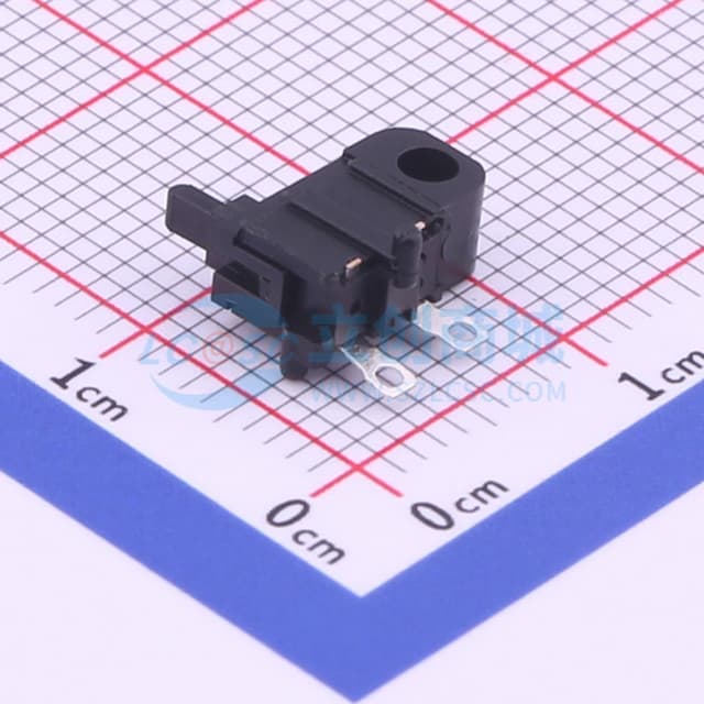 检测开关9.36*3.60*9.30带柱复位开关黑柄实物图