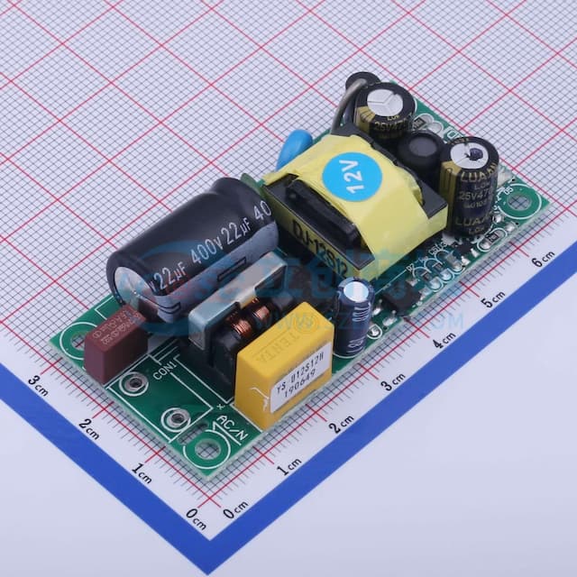 裸板开关电源，12V1A电源模块(输入输出留孔)实物图