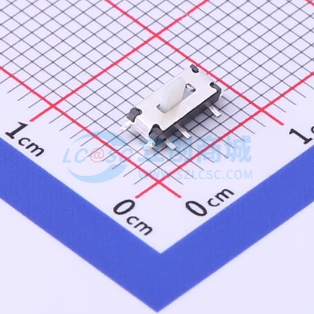滑动开关6.6*2.7*2.0mm贴片正拨立式七脚拨动开关二档白柄实物图