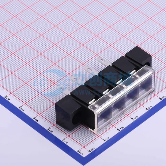 9.5mm 1x4P 直插 中脚 排数:1 每排P数:4 【栅栏】实物图