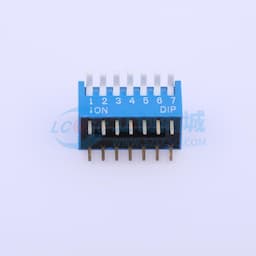 拨码开关蓝色07P-180度 间距2.54mm 立式直插侧拨琴键式7位DIP缩略图