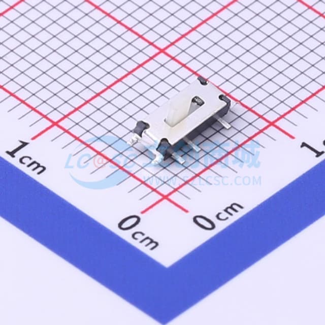 滑动开关6.6*2.7*1.5mm贴片正拨立式七脚拨动开关二档白柄实物图