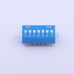 拨码开关蓝色07P-180度 间距2.54mm 立式直插正拨平拨7位DIP 【拨码】缩略图