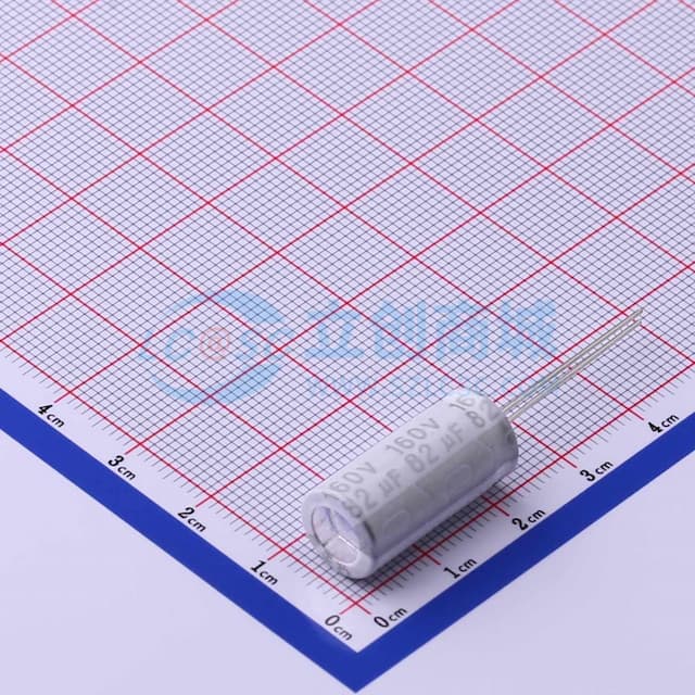 82uF ±20% 160V 10000Hrs 白色PET套管 出口欧美LED线性电源专用【引线】实物图
