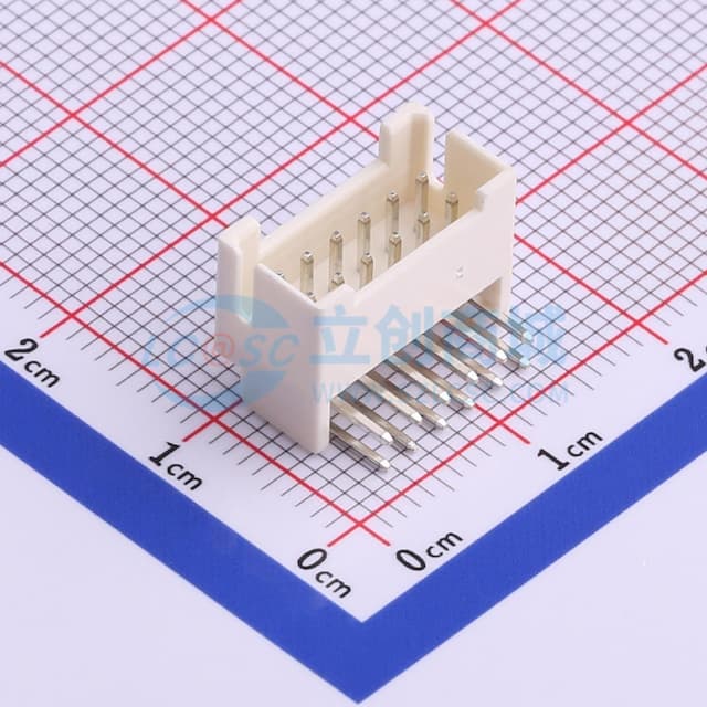 米黄 2x6P 间距:2mm 弯插【插件】实物图