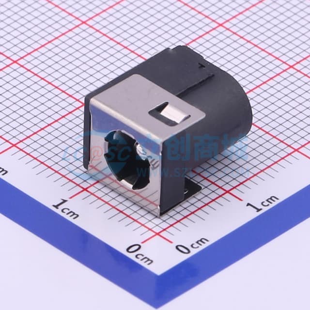 【插件】DC电源插座 内径:2.5mm 外径:6.3mm实物图