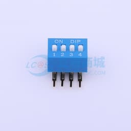 拨码开关蓝色04P-90度 间距2.54mm 立式侧插侧拨4位DIP 【拨码】缩略图