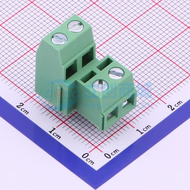 5.08mm 2x2P 排数:2 每排P数:2 直插 【螺钉】实物图