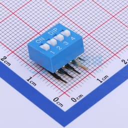 拨码开关蓝色04P-90度 间距2.54mm 立式侧插侧拨4位DIP 【拨码】缩略图