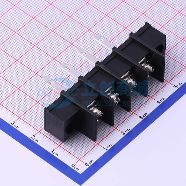 9.5mm 1x4P 直插 中脚 排数:1 每排P数:4 【栅栏】实物图