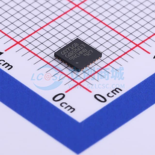 主流Arm Cortex-M0+ MCU，具有128 KB Flash存储器、36 KB RAM、64 MHz CPU、4x USART、定时器、ADC、DAC和通信接口，1.7-3.6V实物图