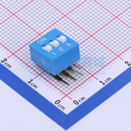 拨码开关蓝色03P-90度 间距2.54mm 立式侧插侧拨3位DIP 【插件】缩略图