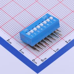 拨码开关蓝色08P-90度 间距2.54mm 立式侧插侧拨8位DIP 【插件】缩略图