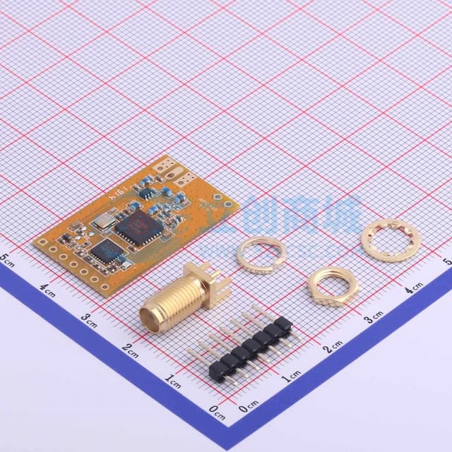 六件套，配一个7pin插针、一个天线头，一个螺母，一个垫片，一个弹圈 超低功耗无线数传模块 3.3V实物图