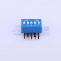拨码开关蓝色05P-90度 间距2.54mm 立式侧插侧拨5位DIP缩略图
