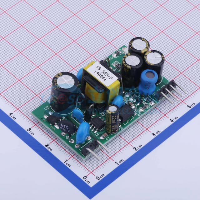 双路输出裸板开关电源，5V0.5A+5V0.5A，5W，(输入输出带90°弯针)实物图