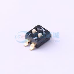 拨码开关贴片黑色02P-2PIN间距2.54mm立式贴片正拨平拨2位SMD缩略图