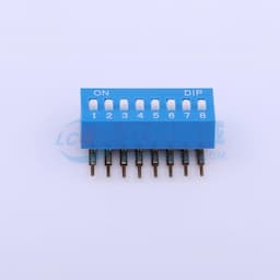 拨码开关蓝色08P-90度 间距2.54mm 立式侧插侧拨8位DIP 【插件】缩略图