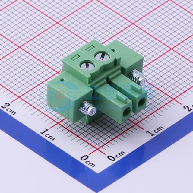 3.81mm 1x2P 排数:1 每排P数:2 螺丝固定实物图