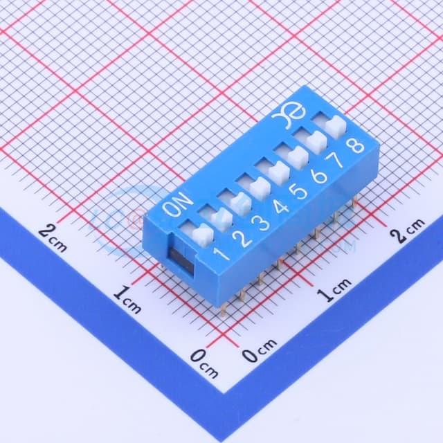 蓝色宽体 8位顶拨插件拨码开关实物图