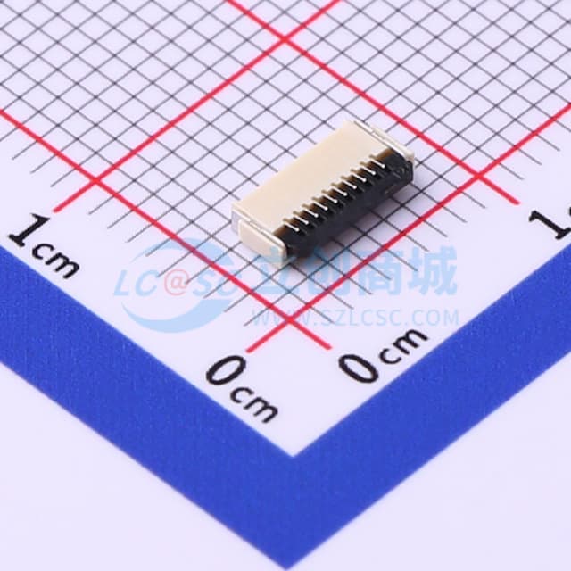 间距:0.5mm P数:10P 翻盖式 双侧触点/上下接实物图
