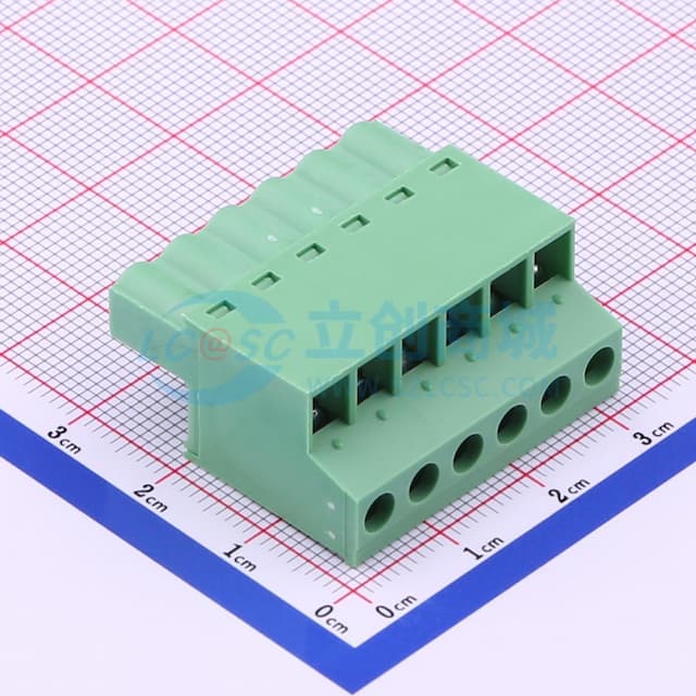 螺丝固定 1x6P 5.08mm 排数:1 每排P数:6实物图