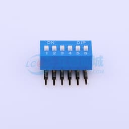 拨码开关蓝色06P-90度 间距2.54mm 立式侧插侧拨6位DIP缩略图