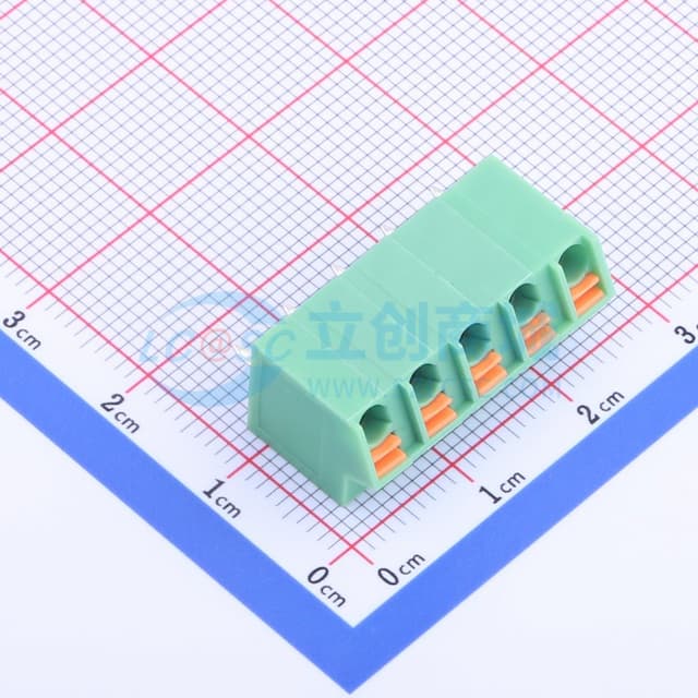 1x5P 5mm 每排P数:5 排数:1 【弹簧】实物图