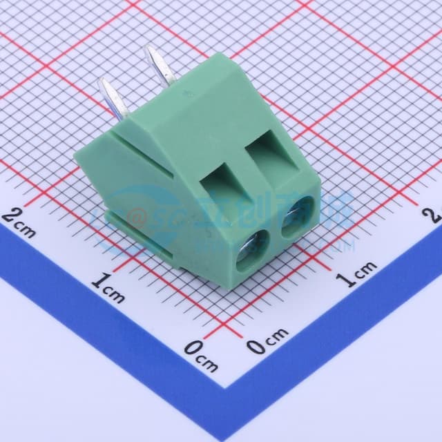 【插件】1x2P 5.08mm 直插 排数:1 每排P数:2实物图