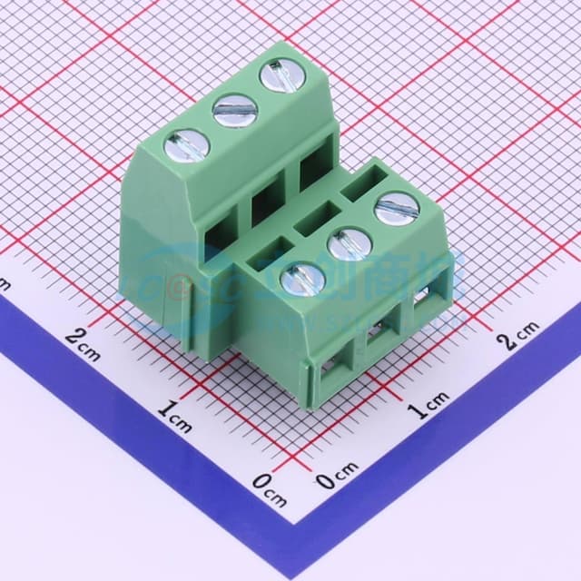 2x3P 5.08mm 直插 排数:2 每排P数:3 【螺钉】实物图