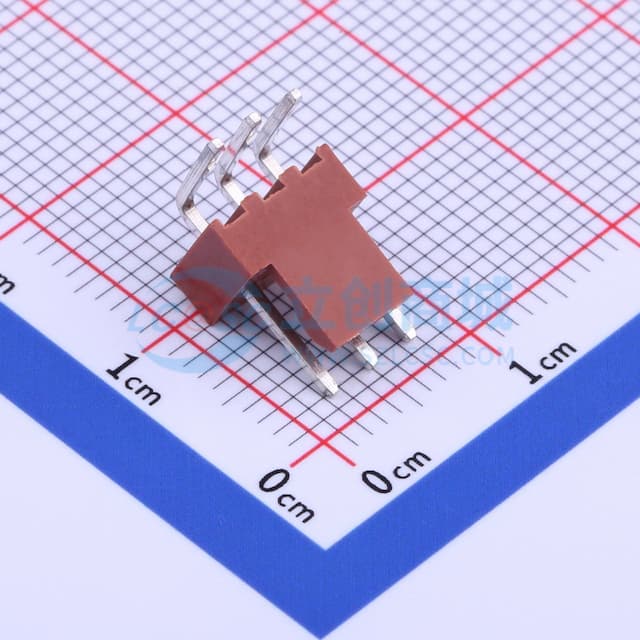 朱砂红 1x3P 间距:2.54mm 弯插【插件】实物图