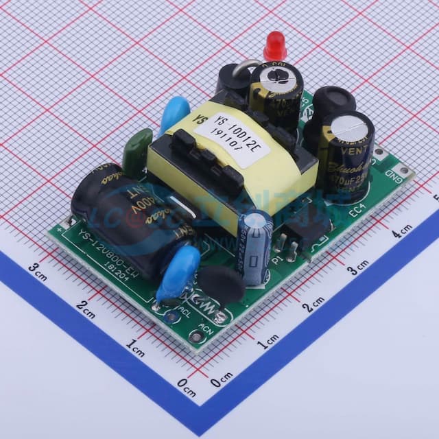 裸板开关电源，12V800mA电源模块(输入输出留孔)实物图