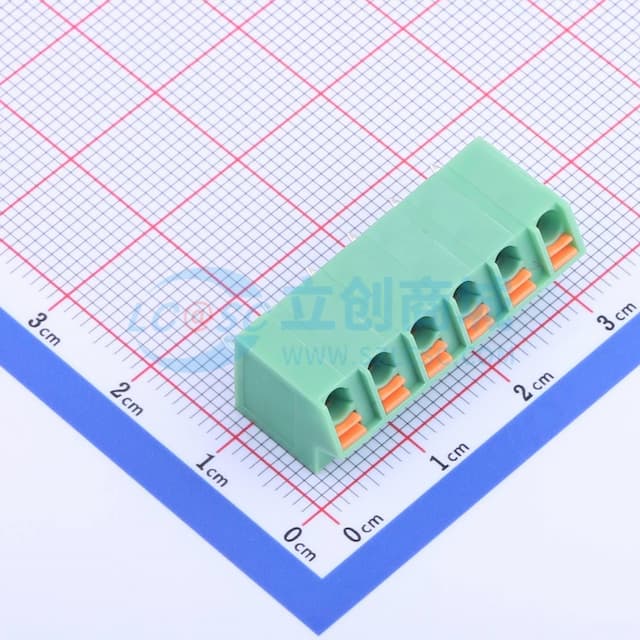 1x6P 5mm 每排P数:6 排数:1 【弹簧】实物图