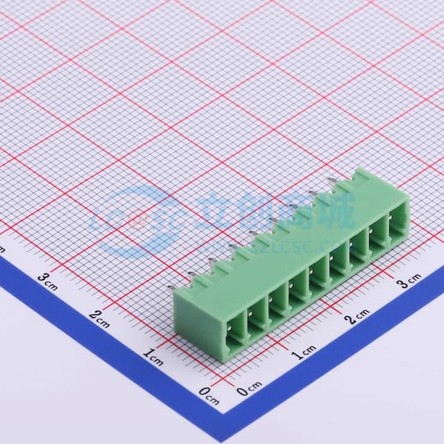 1x9P 3.81mm 排数:1 每排P数:9 【插拔】实物图
