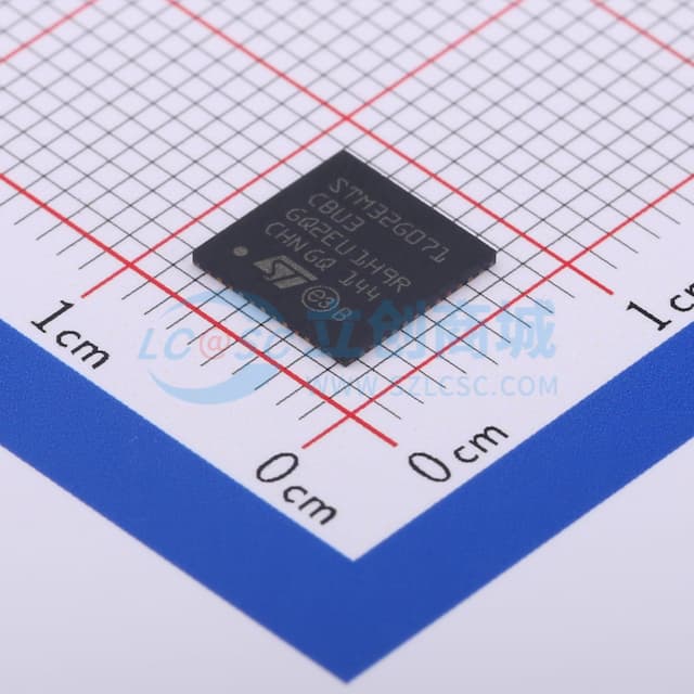 主流Arm Cortex-M0+ MCU，具有128 KB Flash存储器、36 KB RAM、64 MHz CPU、4x USART、定时器、ADC、DAC和通信接口，1.7-3.6V实物图