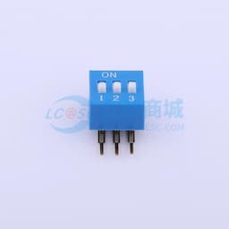 拨码开关蓝色03P-90度 间距2.54mm 立式侧插侧拨3位DIP 【插件】缩略图