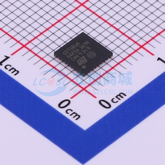主流Arm Cortex-M0+ MCU，具有128 KB Flash存储器、36 KB RAM、64 MHz CPU、4x USART、定时器、ADC、DAC和通信接口，1.7-3.6V实物图