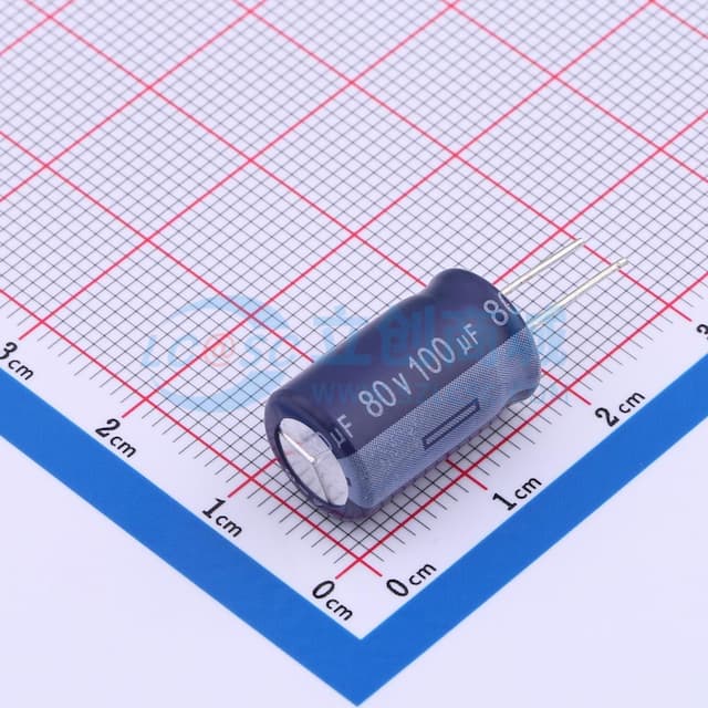 【插件】 100uF ±20% 80V CLEAR 紫色PET实物图