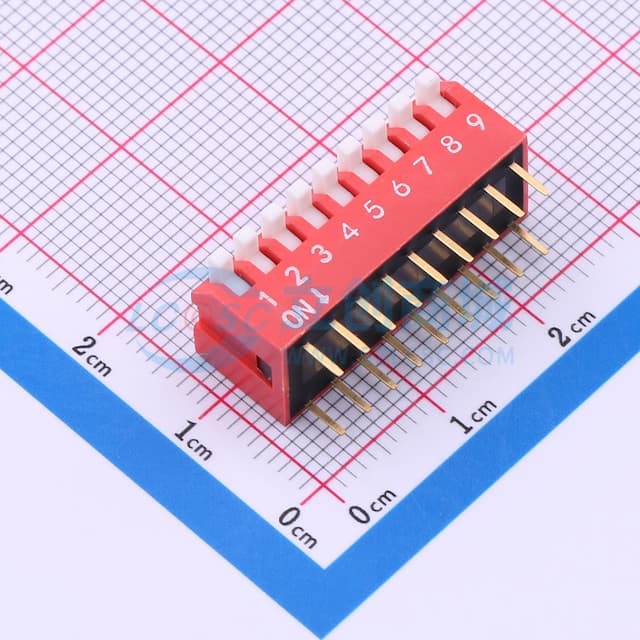 间距2.54mm 琴键9位拨码开关实物图
