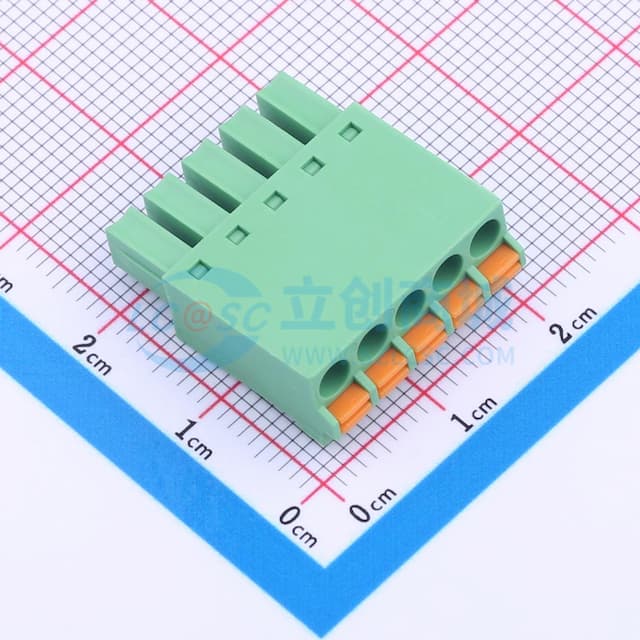 1x5P 3.81mm 排数:1 每排P数:5实物图