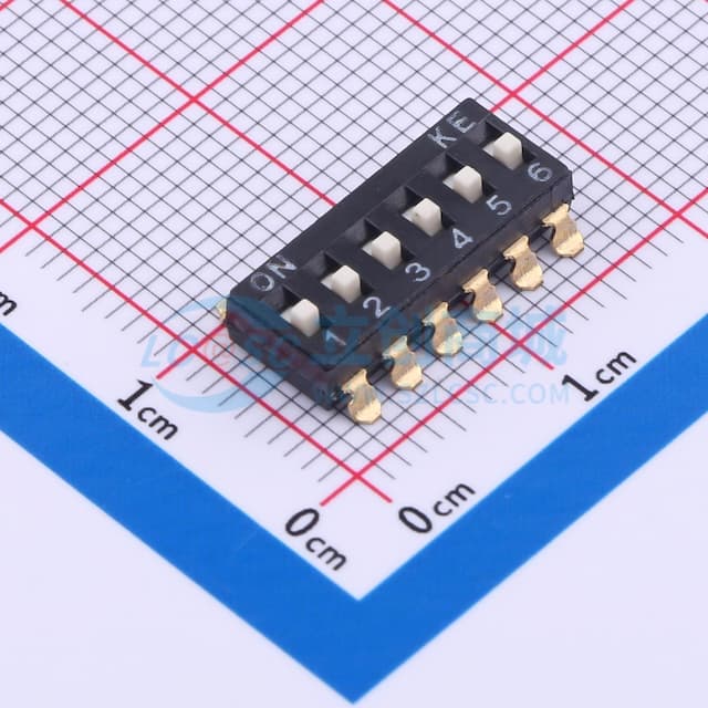 2.54mm 6位贴片高柄拨码开关实物图