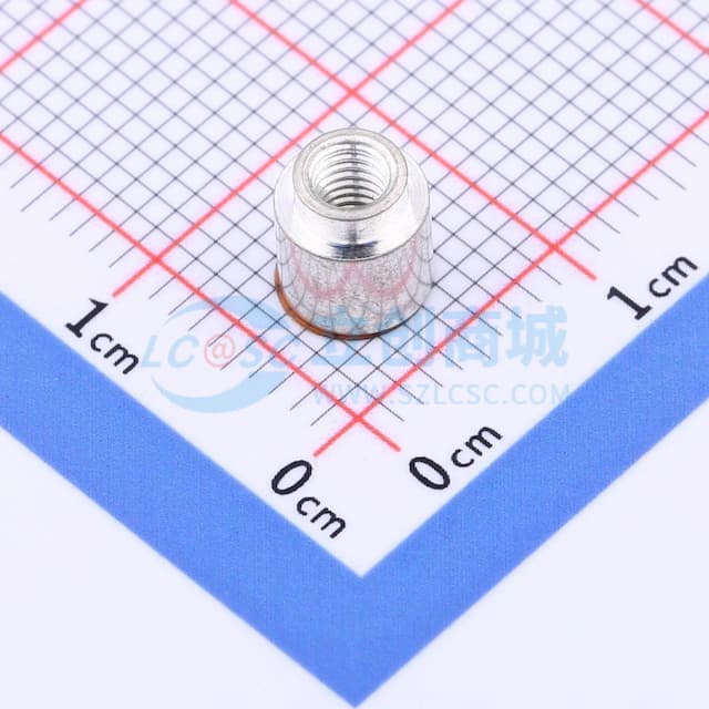 雄和远景，电路板表贴圆螺母柱，M3Xφ5.56X4.5+1.53，铜镀锡，编带装实物图