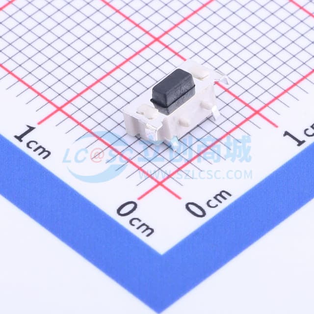 轻触开关 3*6*3.5侧按 直径0.6定位柱 白体黑头 250力度实物图