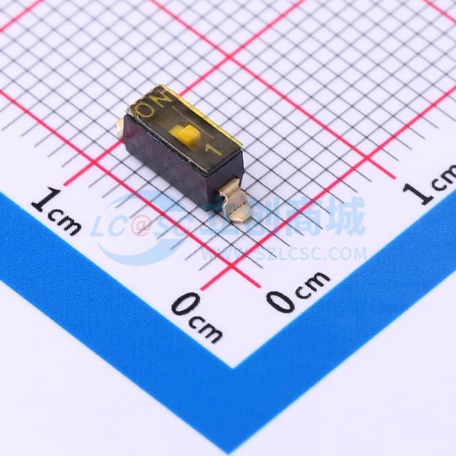 2.54mm 1位贴片平柄贴膜拨码开关卷装实物图