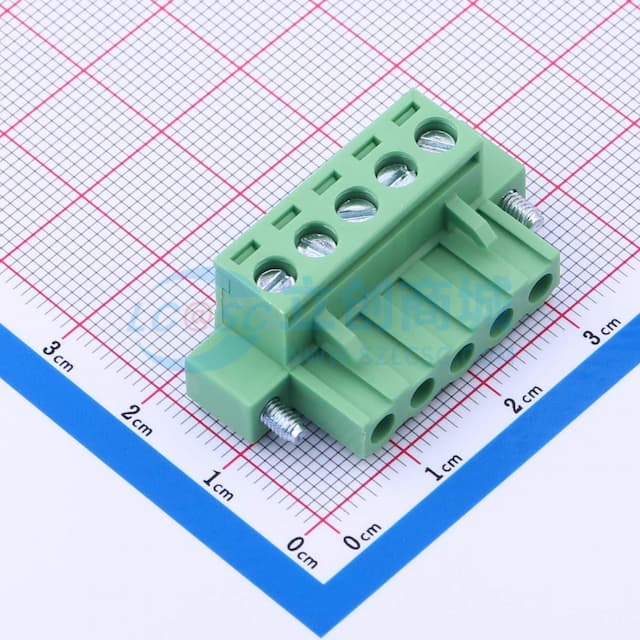 螺丝固定 1x5P 5.08mm 排数:1 每排P数:5实物图