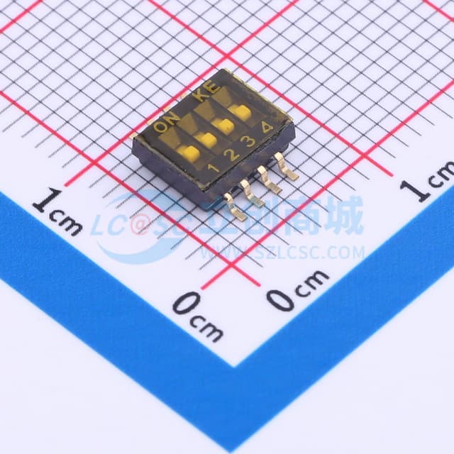 1.27mm 4位贴片拨码开关(S脚)实物图
